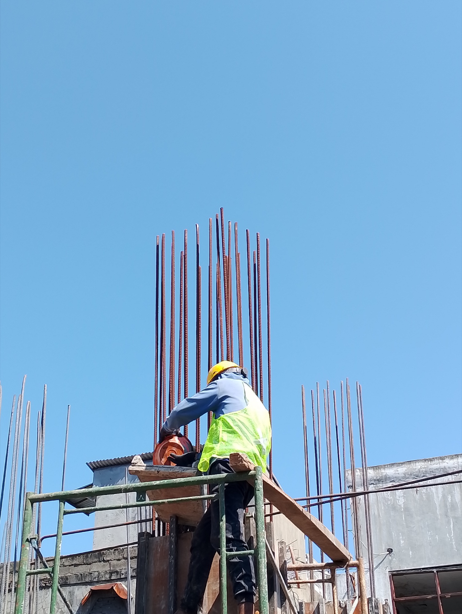 Hands-on construction work by a building professional